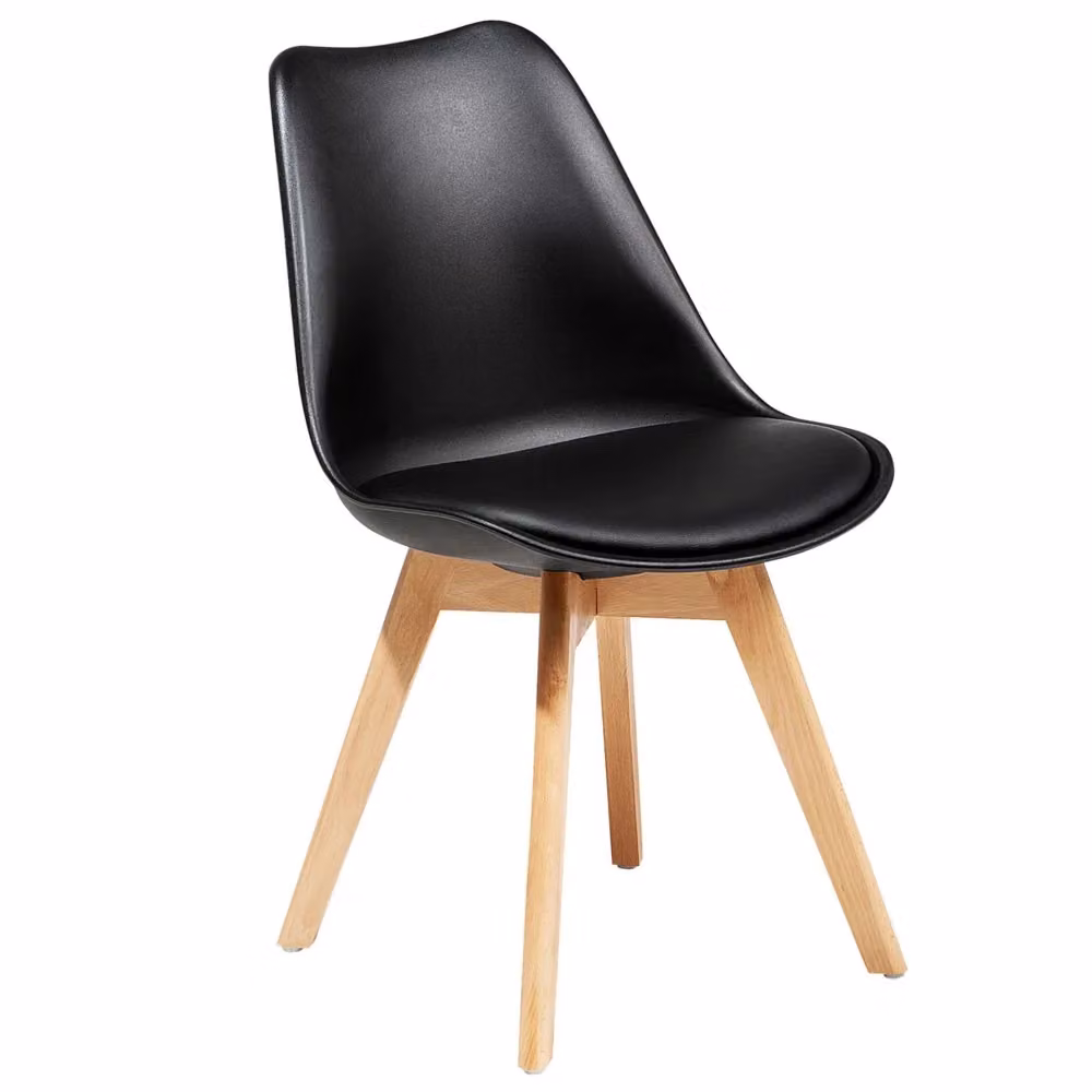 Set di 2 Sedie da Pranzo BELIANI in Ecopelle Nera con Gambe in Legno di Faggio – 2