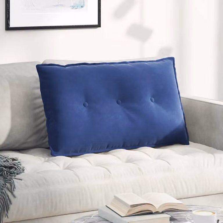 Cuscino per schiena vidaXL in velluto a coste blu, L 80 cm x P 50 cm x H 19 cm