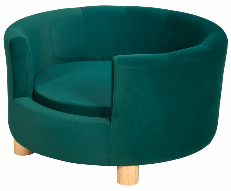 Divano per cani PawHut con rivestimento morbido, cuccia rotonda, divano per animali domestici con gambe in legno