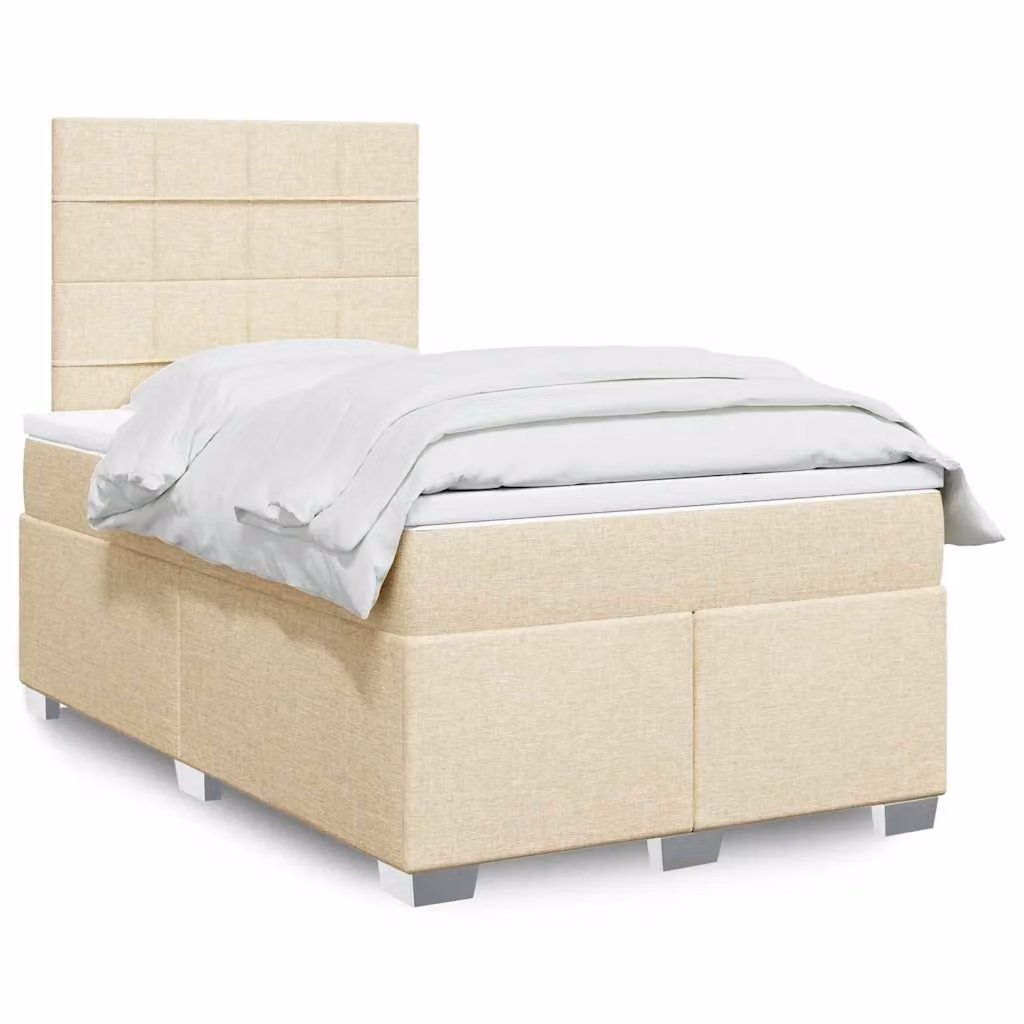 vidaXL Letto Ibrido con Materasso a Molle Insacchettate in Tessuto Beige e Bianco L/P/H: 120 x 200 cm
