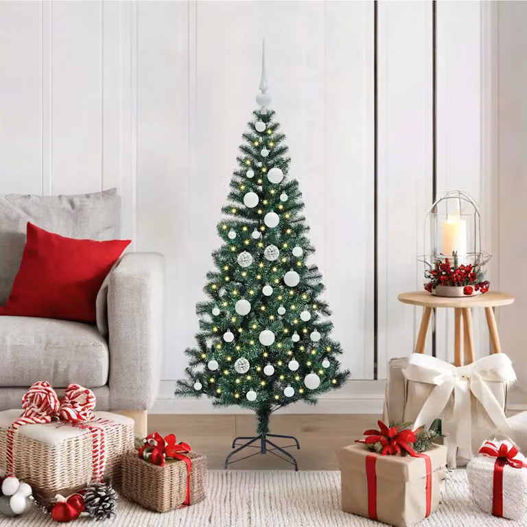 Albero di Natale artificiale vidaXL con luci LED bianco caldo Verde Altezza: 120 cm