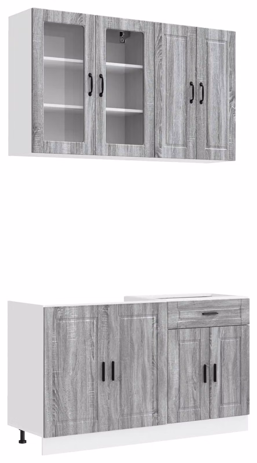 Set da cucina PORTO, 4 pezzi, grigio Sonoma, realizzato in materiale simile al legno