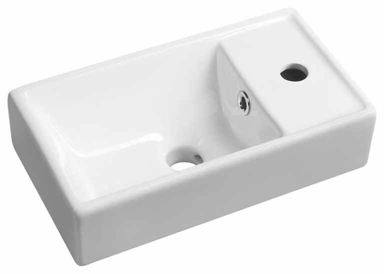 Sapho Small - Lavabo Minos, 400x220 mm, con sfioratore, foro per rubinetto a destra, bianco 4059