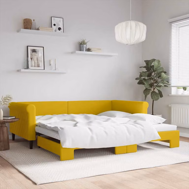 Divano Letto con Letto Estraibile vidaXL in Velluto Giallo