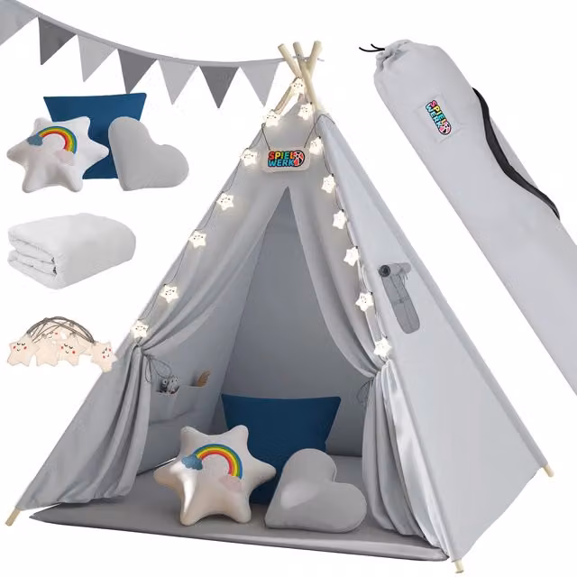 Tenda teepee per bambini Spielwerk grigio L: 160 cm, P: 130 cm, H: 130 cm – 1