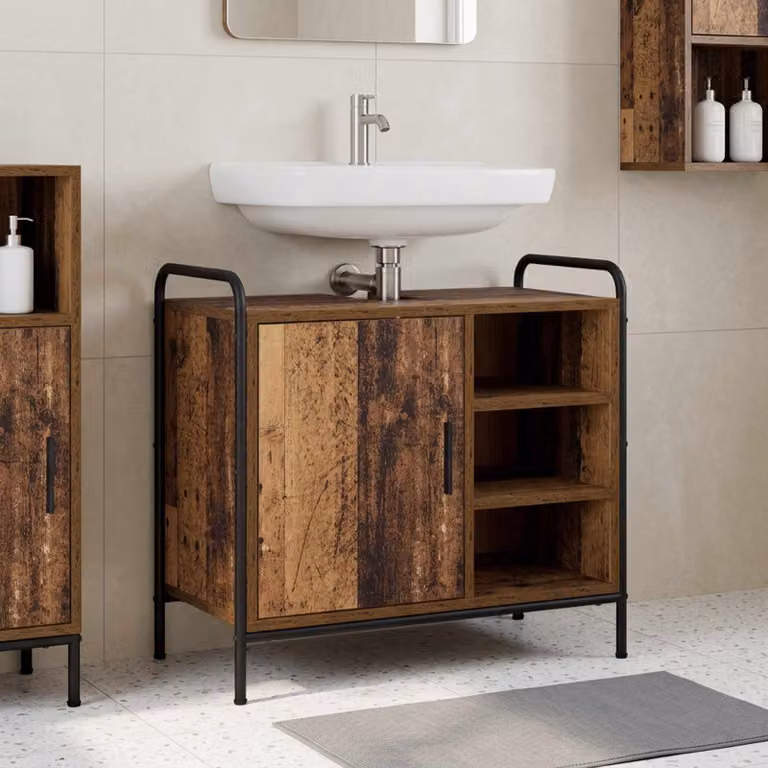 vidaXL Mobile da Bagno Legno antico 65,5 x 34 x 61 cm