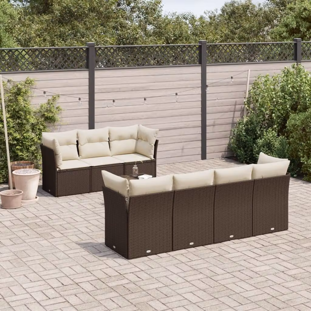 Maison Exclusive - Set Divani da Giardino 8 pz con Cuscini Marrone in Polyrattan