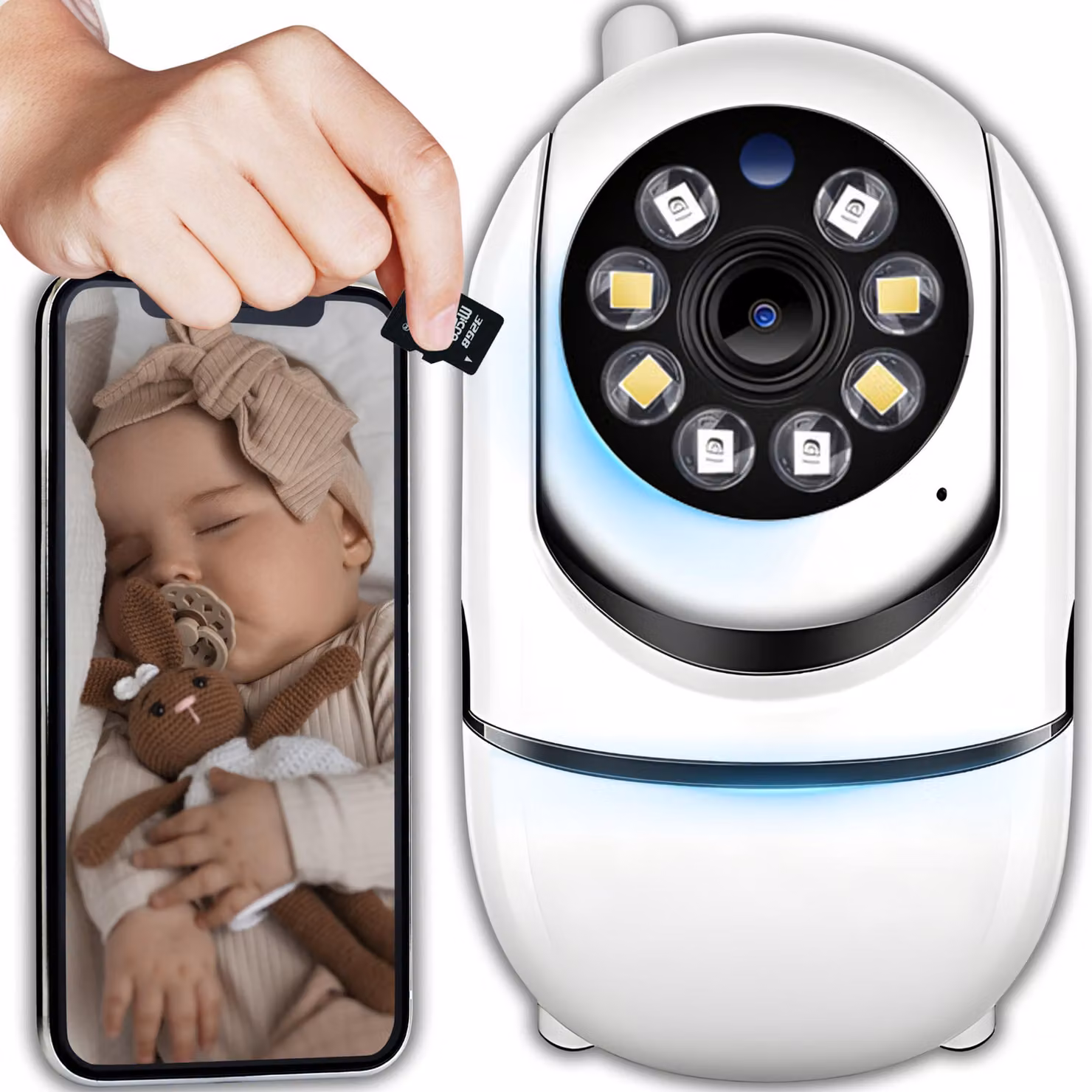 Telecamera di sorveglianza WLAN | per esterni e interni | rilevamento del movimento per casa, bambini, porta d'ingresso | orientabile a 355°, 1080p, WiFi a 2,4 GHz, IP | Retoo