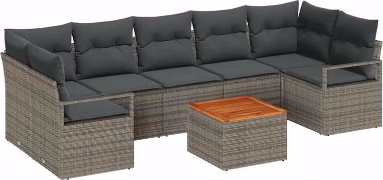 Set Divano da Giardino 8 pcs Grigio polyrattan