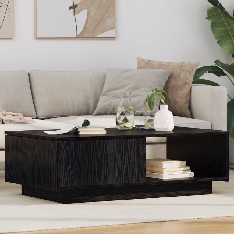 vidaXL Tavolino da salotto moderno in legno nero L: 95 cm, P: 55 cm, H: 31 cm