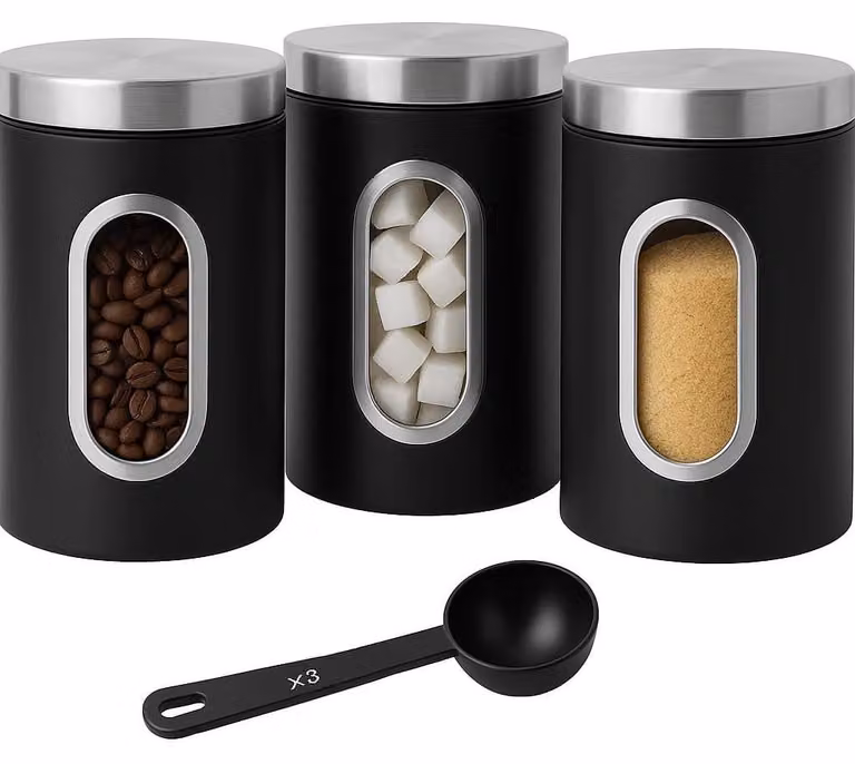 Solidchoice - Set di 3 contenitori ermetici in acciaio inossidabile con finestre trasparenti