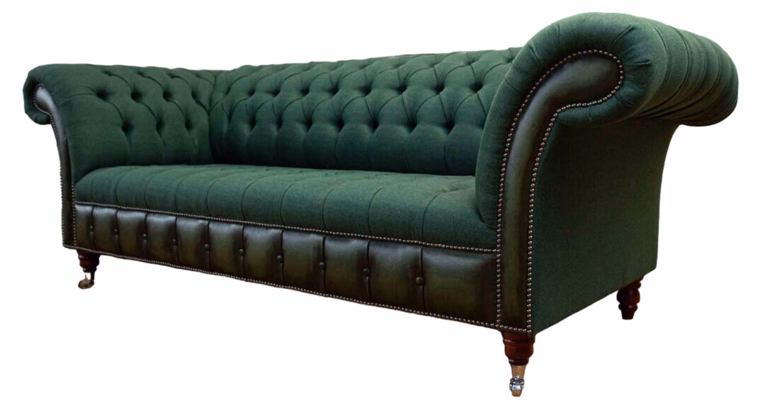 Chesterfield Sofa 3 Sitzer Couch Polster Stoff Leder Couchen Textil