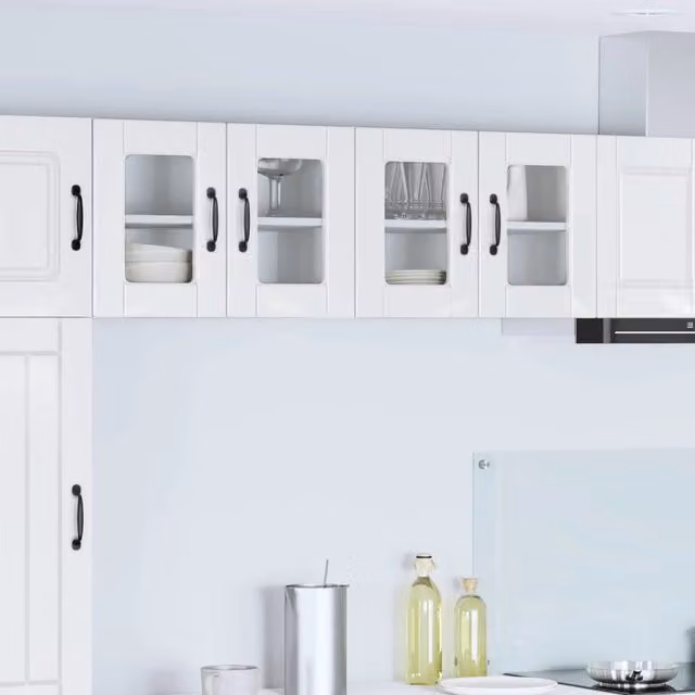 Set di 2 pensili da cucina vidaXL bianchi lucidi con ante a battente L/P/H: 60 x 31 x 40 cm