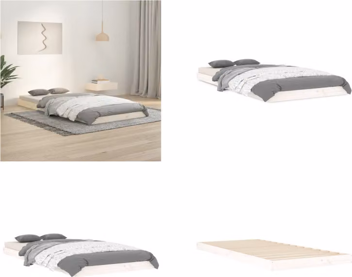 vidaXL Letto in legno massiccio bianco 90x200 cm pino - struttura letto - letto - letto camera da letto