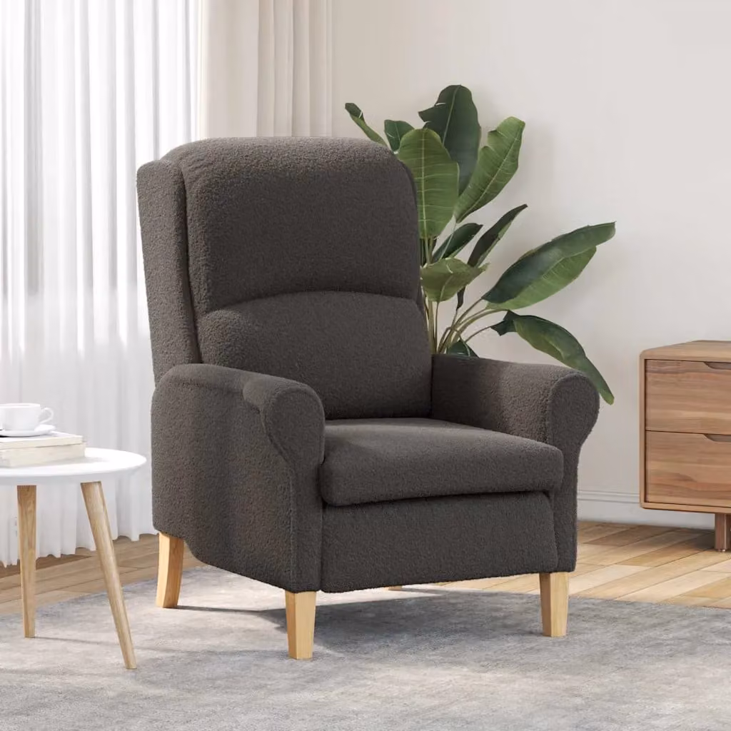 Poltrona moderna vidaXL in tessuto grigio con braccioli, L: 76 cm, P: 94 cm, H: 102 cm – 1