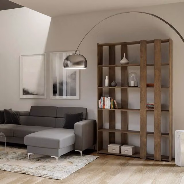 Composizione Libreria Small A Kato 6R 2 fianchi 4 fasce lunghe - Noce