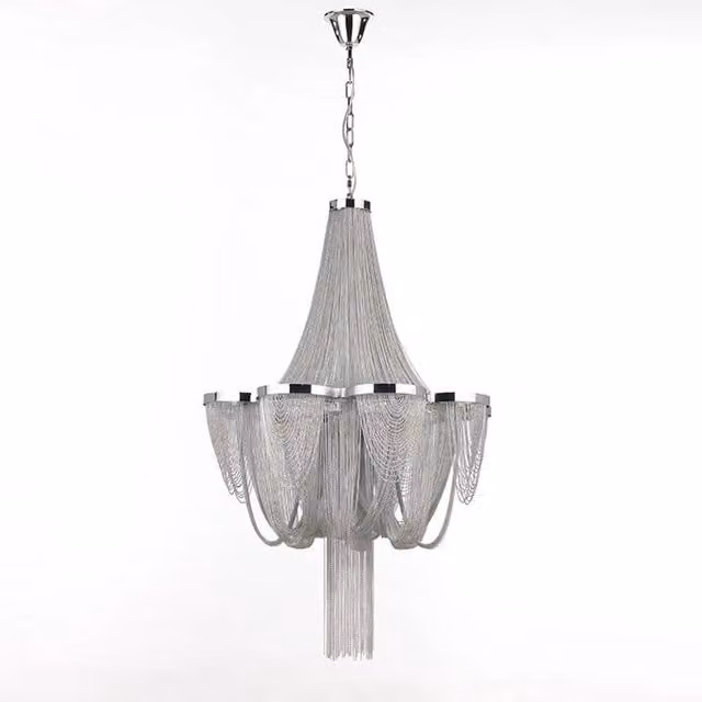 Lampadario a soffitto Onli Drappeggio Argento in Metallo per Soggiorno e Camera da Letto