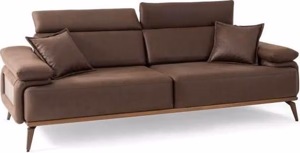 Braunes Ledersofa Designer 3-er Polstercouch Moderne Wohnzimmer Möbel