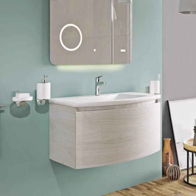 Composizione Bagno con Mobile Sospeso Curvo Moderno en Lavabo Sole Savinidue