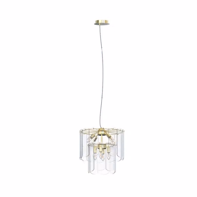 Lampada a sospensione NIRA oro-trasparente 8xE14x40W in metallo, dimensioni: 150x43x43 cm, IP20, Zuma Line