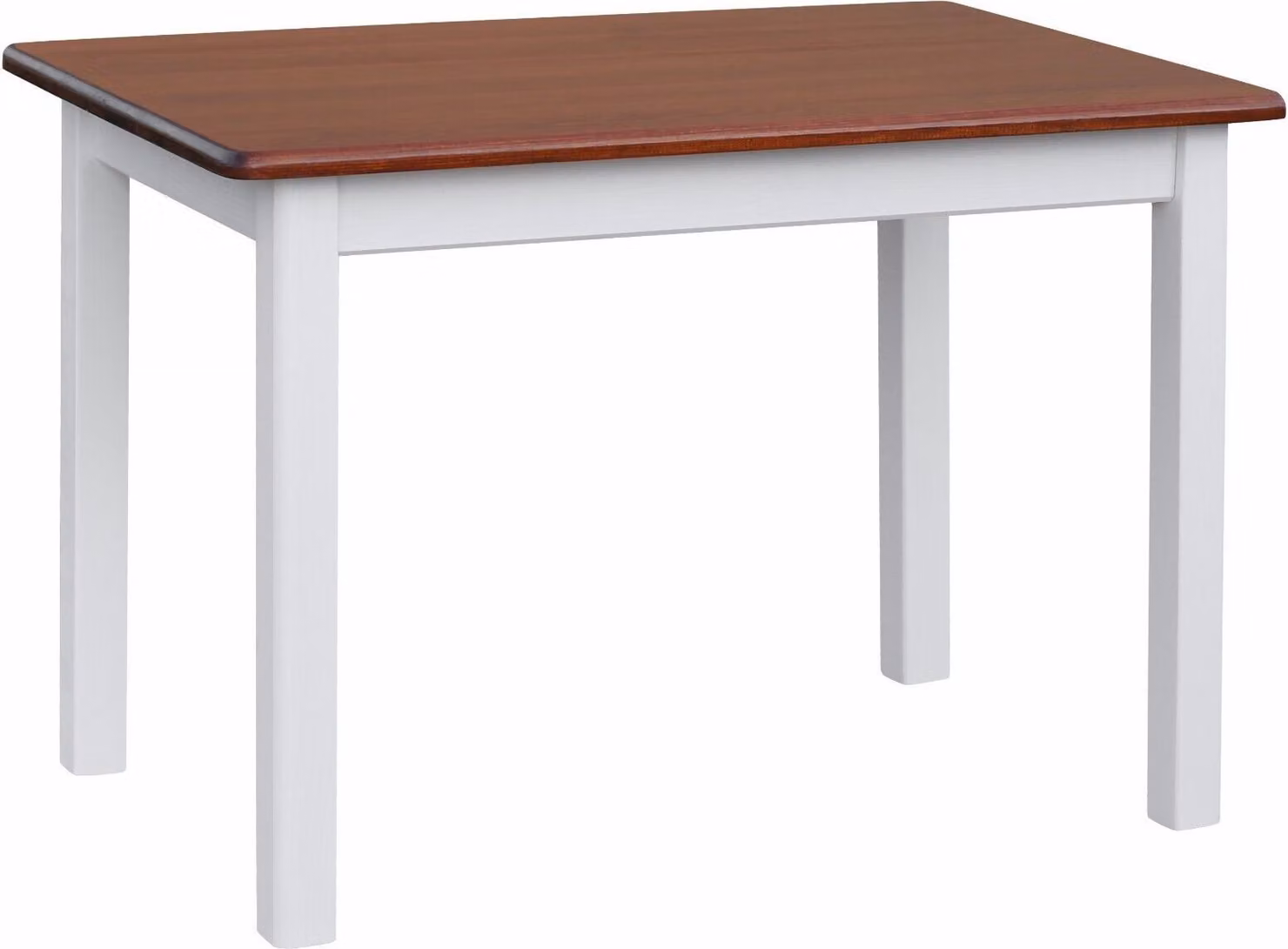 Tavolo bianco in legno di pino massiccio con piano di colore Calvados 110 x 80 cm