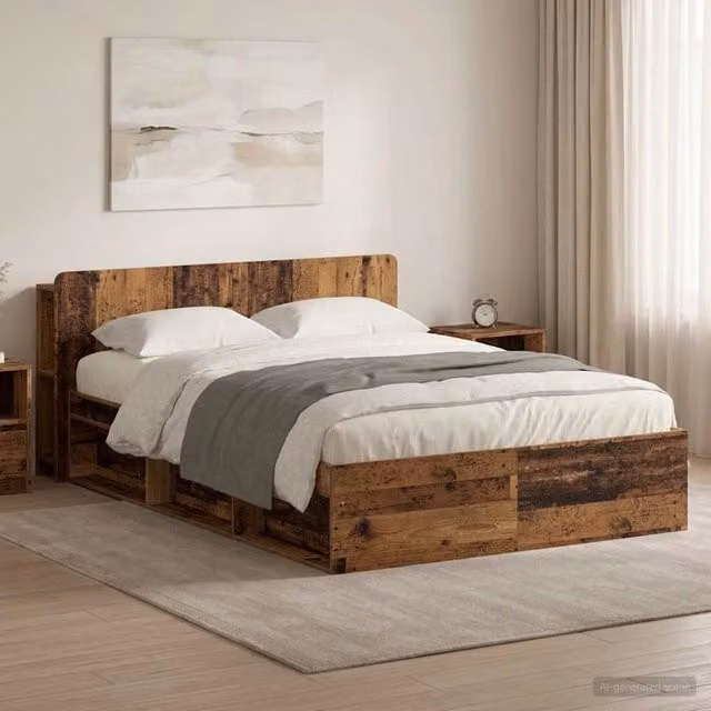 Telaio del letto con storage Legno antico 135 x 190 cm 3433371