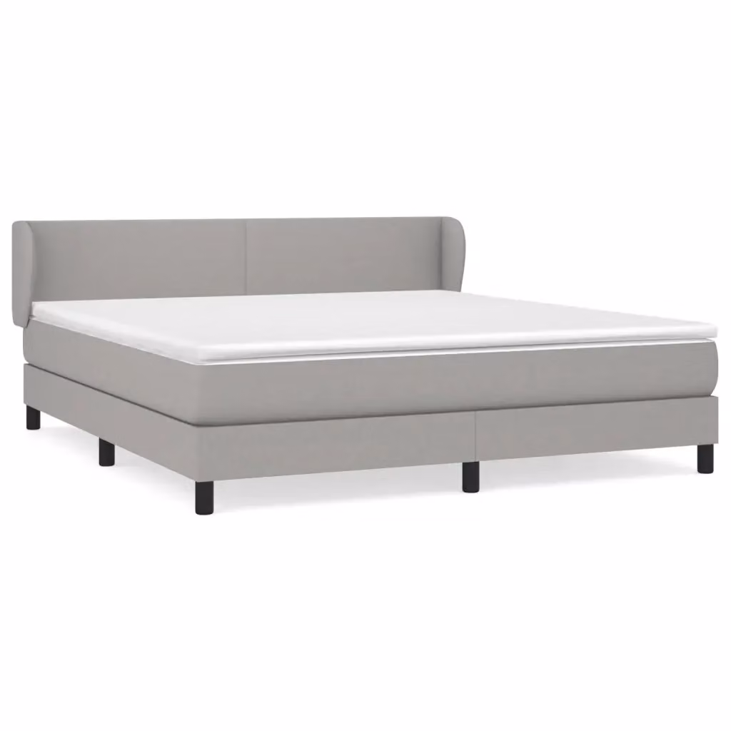 Letto Ibrido vidaXL con Giroletto a Molle e Materasso in Tessuto Grigio e Bianco L/P: 160 x 200 cm – 2