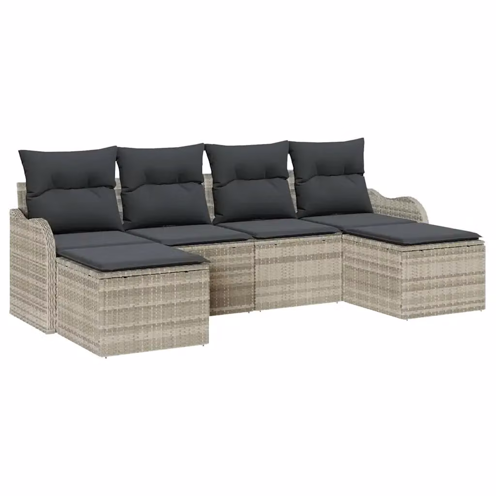 Set Divano da Giardino a L vidaXL 6 pz Grigio con Cuscini e Struttura in Metallo – 2