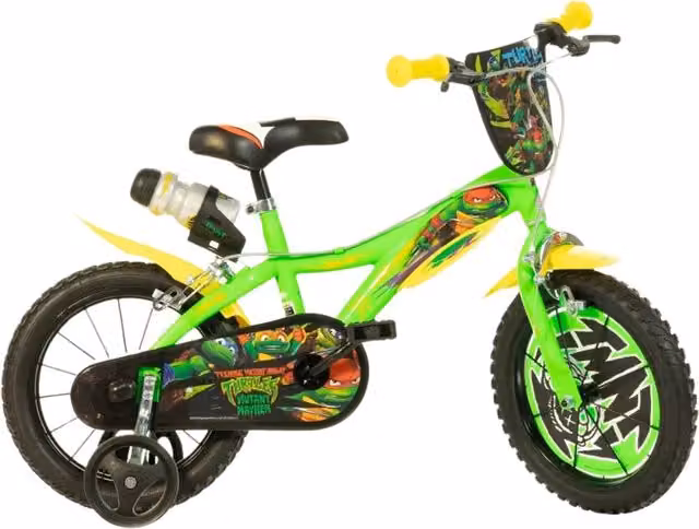 Bicicletta per bambini Dino Bikes Tartarughe Ninja 16 pollici in metallo nera e verde – 1