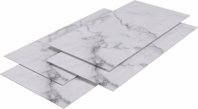 Set di 12 pannelli decorativi da parete effetto marmo bianco in PVC, L: 120 cm, H: 60 cm