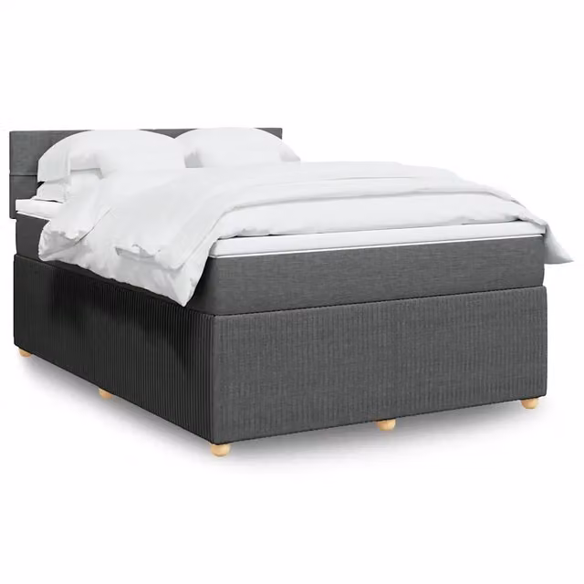 Letto con Giroletto a Molle e Materasso Ibrido vidaXL, Grigio e Bianco, L/P/H: 160 x 200 cm