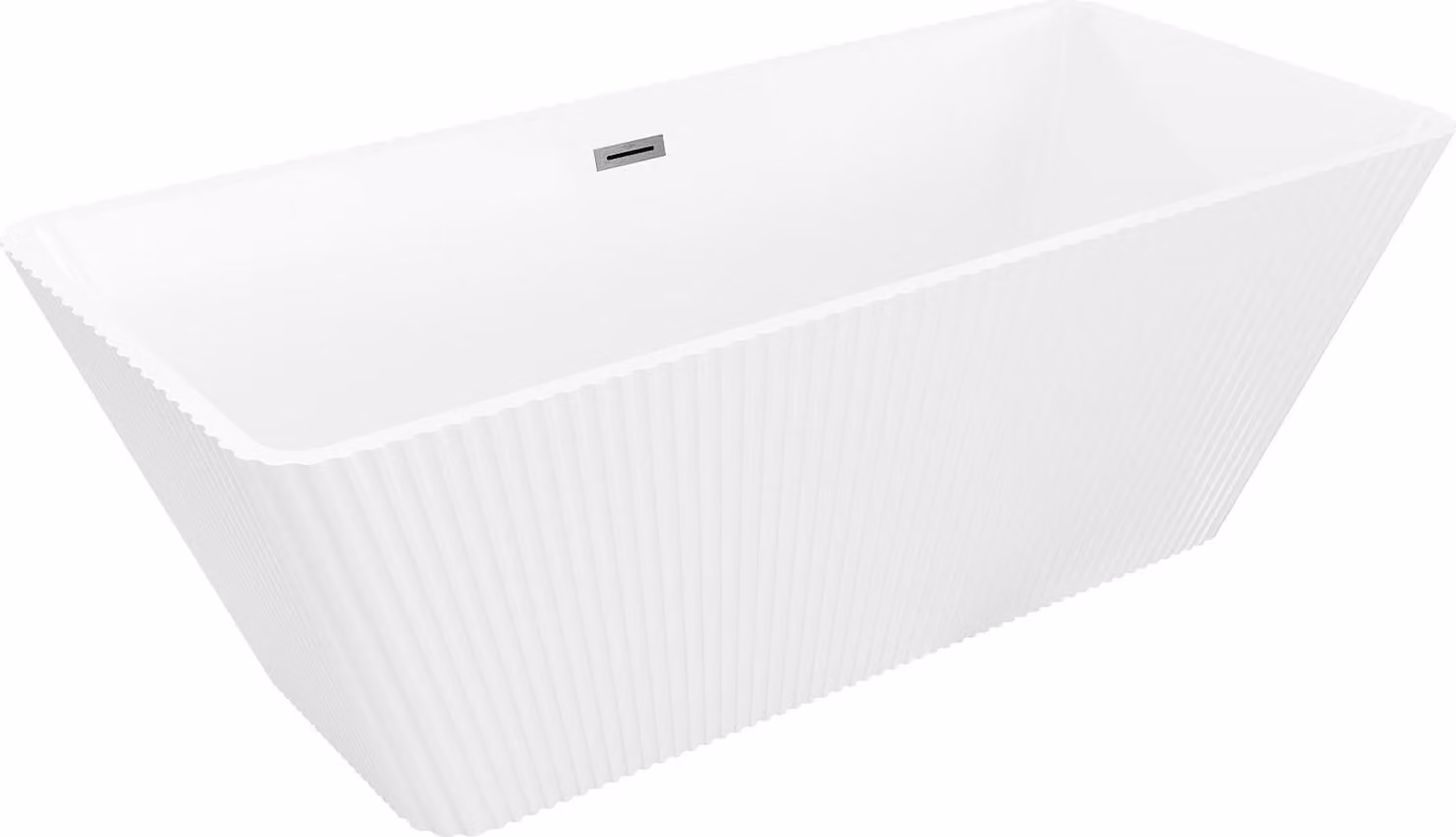 Mexen Tava vasca da bagno freestanding rigata 170 x 75 cm, bianca, troppopieno gun gray spazzolato - 52851707500-66