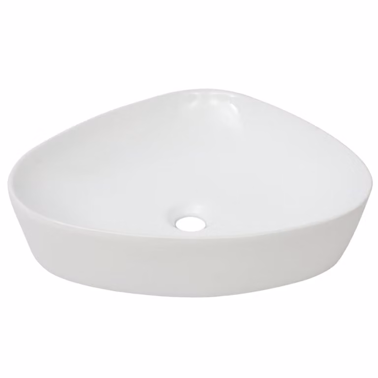 Lavandino Triangolare in Vetroceramica Bianca 50,5x41x12 cm