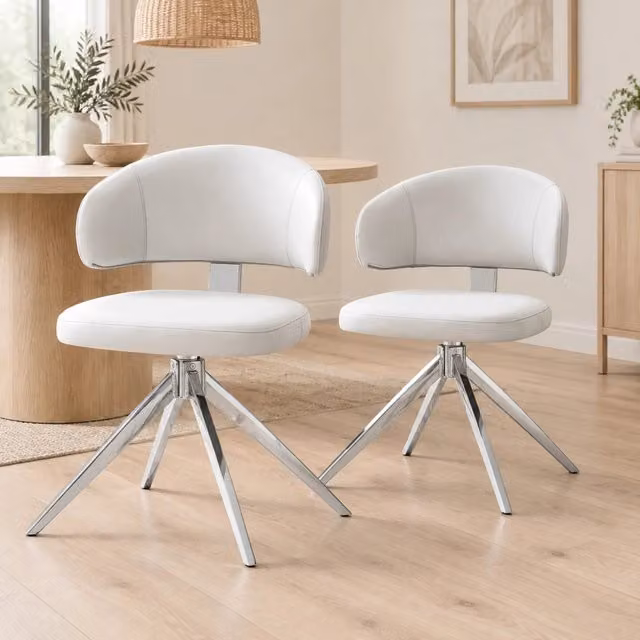 Sedia girevole da ufficio MIVRAY con schienale imbottito in ecopelle grigio chiaro e gambe in metallo bianco