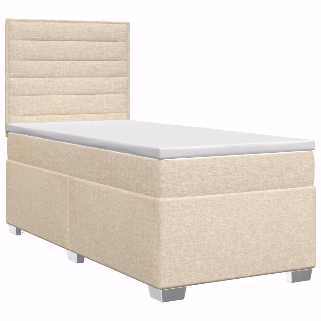 Letto box spring con materasso ibrido vidaXL in tessuto beige e bianco L/P: 200 x 80 cm – 2