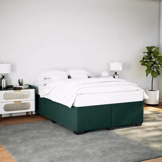 Giroletto senza Materasso-Struttura Letto Verde Scuro 140x190 cm in Velluto 525344
