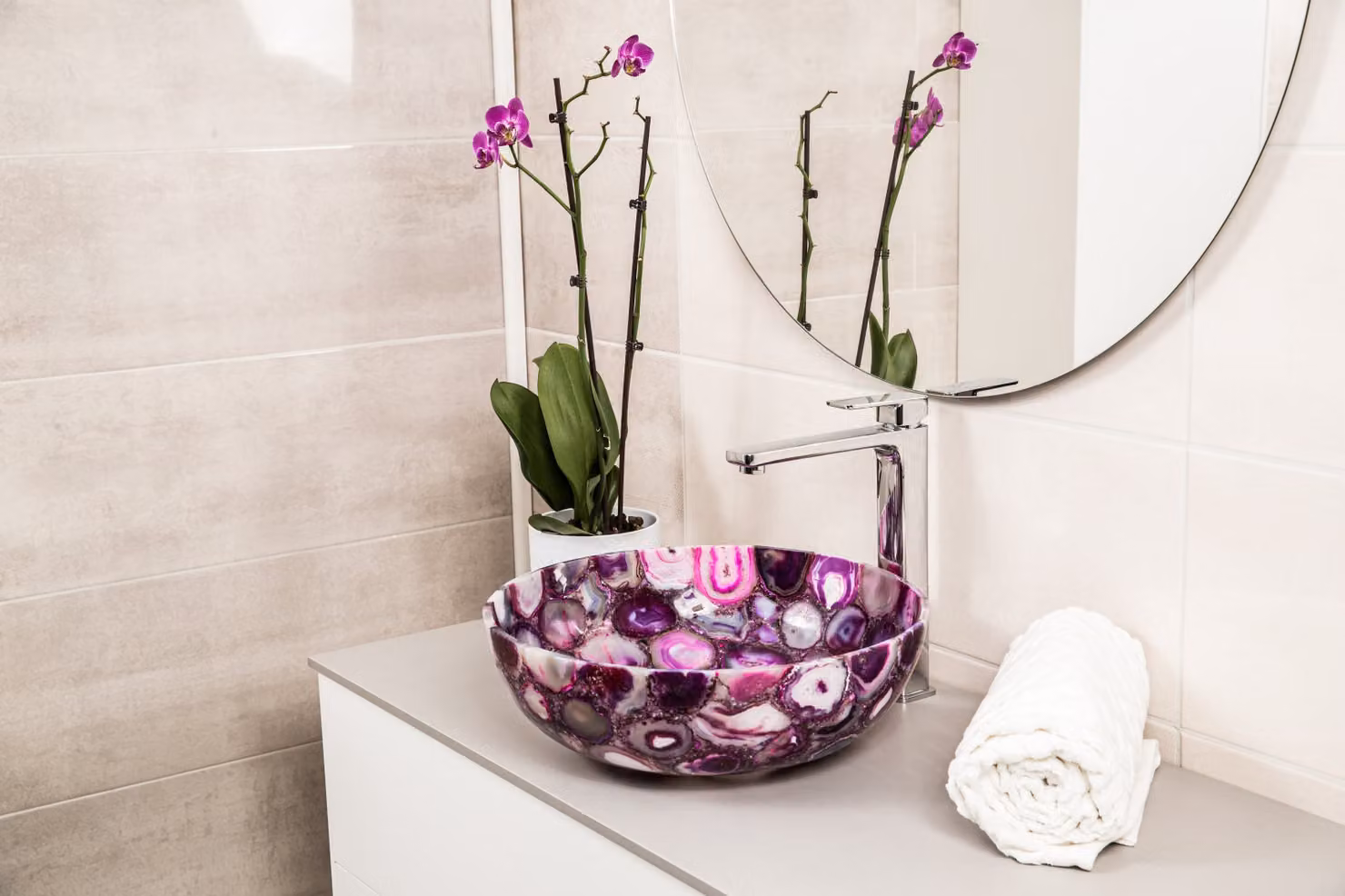 Lavabo in agata 40 x 40 x 14