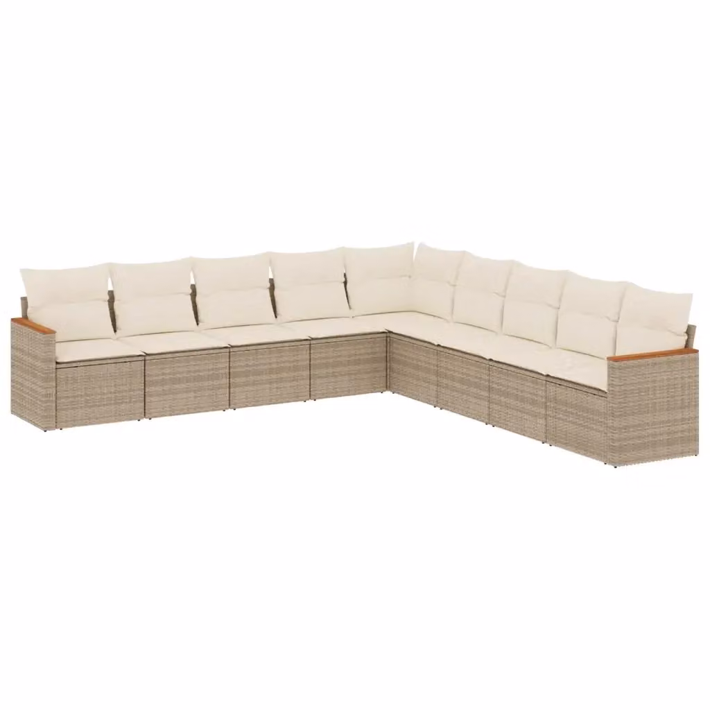 vidaXL Set Divano da Giardino a L 9 pz con Cuscini Beige e Struttura in Metallo – 2