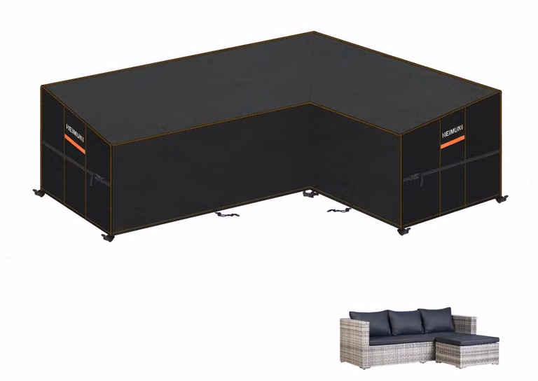 Copertura per mobili da giardino, divano a forma di L, impermeabile, telo protettivo per divani ad angolo, dimensioni 215x150x80x80/65 cm
