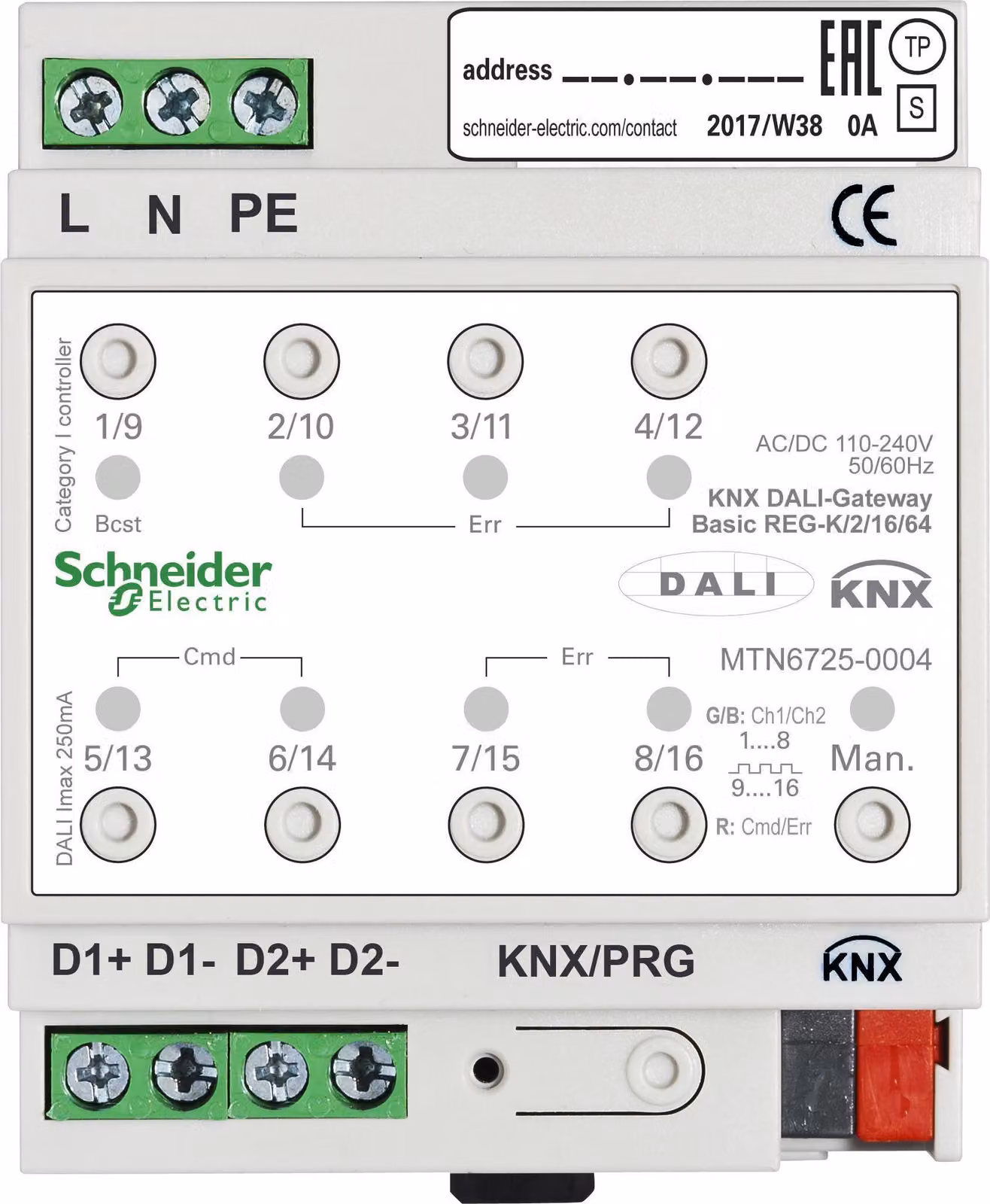 Schneider Electric KNX DALI-Gateway Basic REG-K/2/16/64 a 2 canali MTN6725-0004