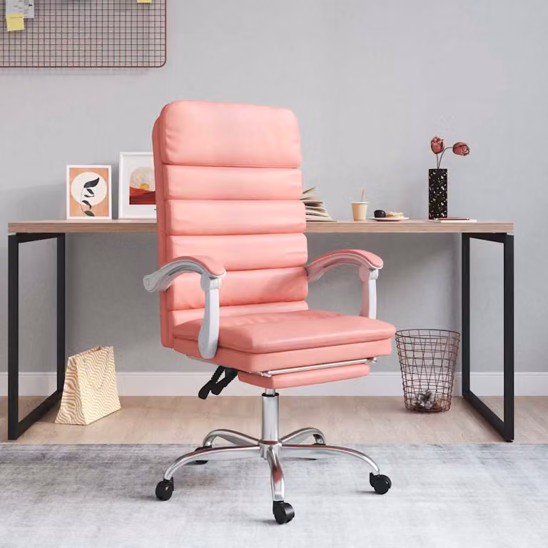 vidaXL Poltrona da Ufficio Executive Reclinabile in Similpelle Rosa con Poggiatesta e Ruote L/P/H: 110 x 63 x 120 cm
