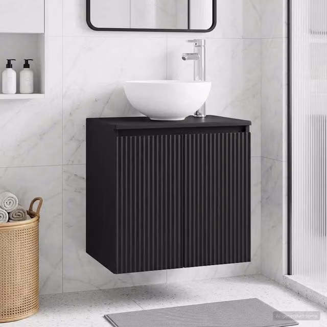 Mobile Lavabo da Parete Moderno vidaXL Nero Opaco L: 49,5 cm, P: 41,0 cm, H: 64,5 cm – 1