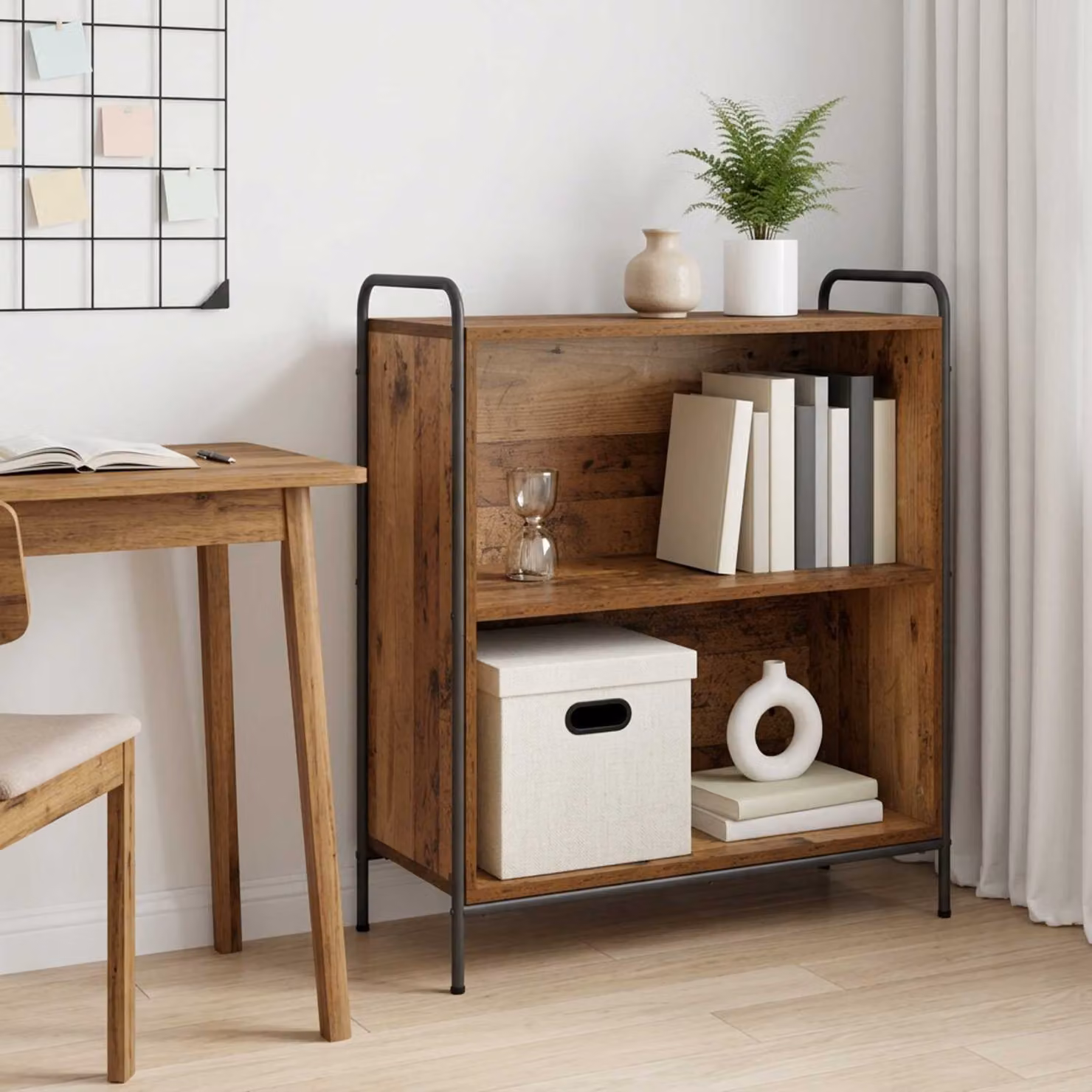 Armadio per libri moderno vidaXL in legno e metallo marrone L 80 cm, P 33 cm, H 80 cm