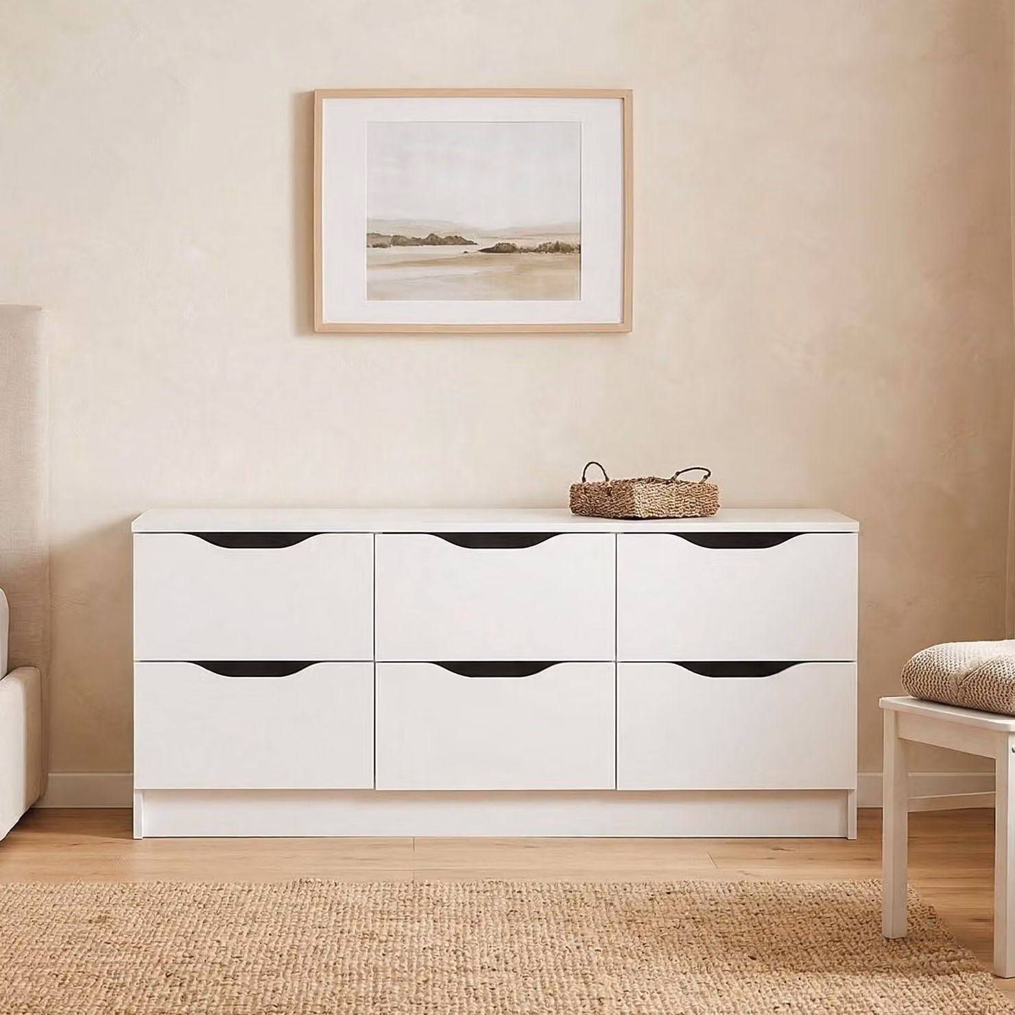 Ceppino - Cassettiera, 50x120x40h cm Bianco, 6 Cassetti