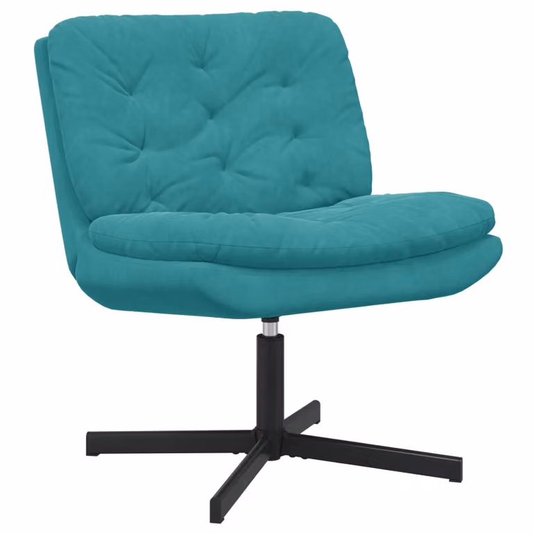 Poltrona Relax Girevole vidaXL in Velluto Turchese con Base in Metallo L: 63 cm, P: 75 cm, H: 76 cm