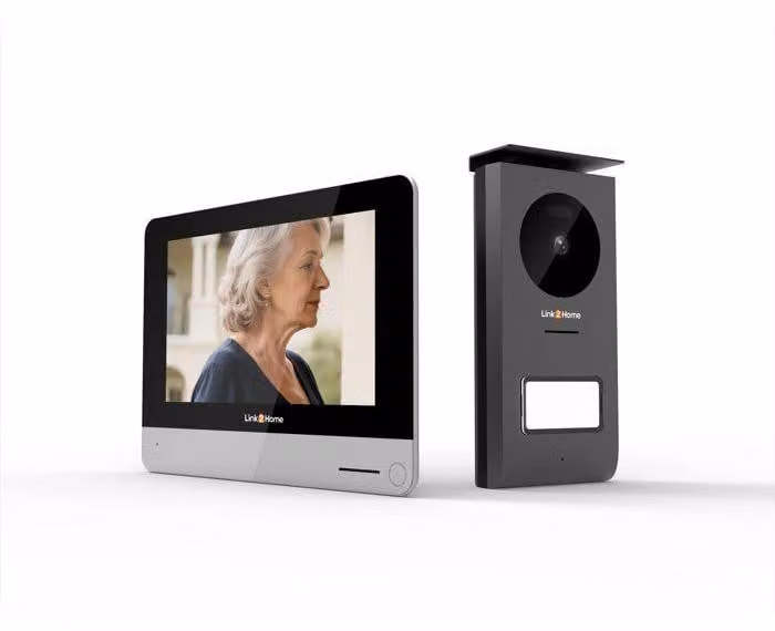 Videocitofono WiFi con schermo, touchscreen da 7 pollici, telecamera 1080p con grandangolo da 120°, notifiche su smartphone, LINK2HOME