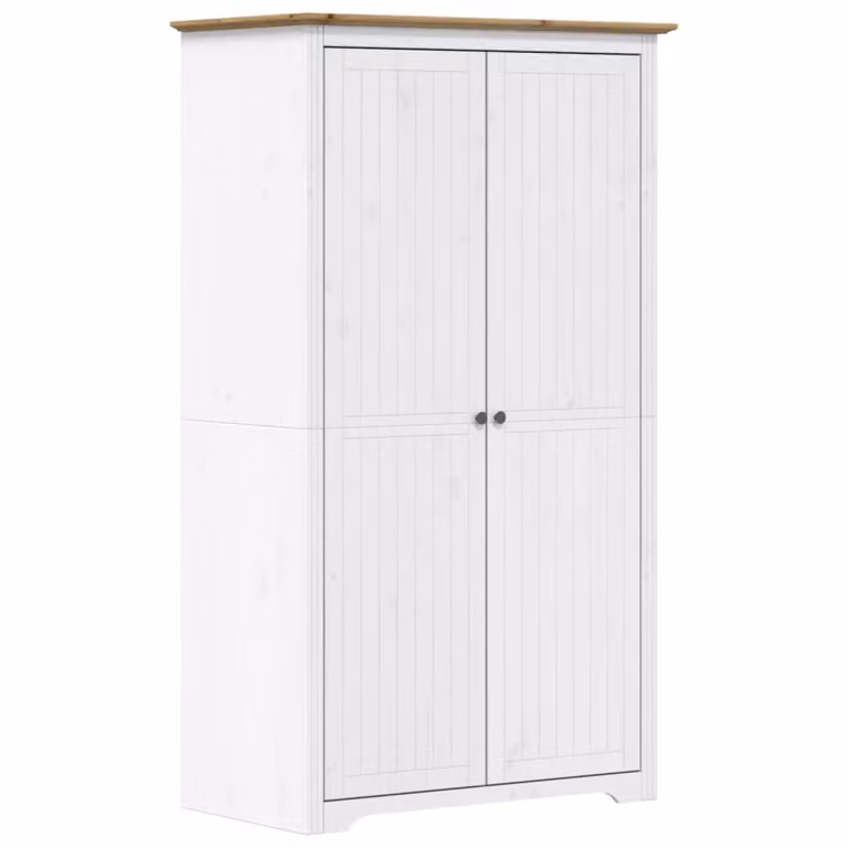 Armadio BODO 99x53,5x173 cm Legno Massello Pino Bianco Marrone