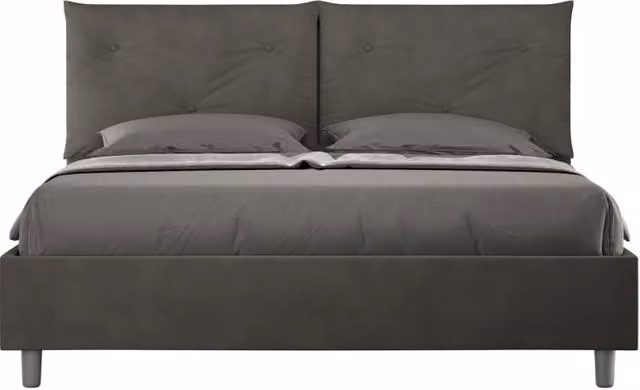Letto imbottito Matrimoniale 160x190 cm Appia - Con rete,Microfibra,Grigio