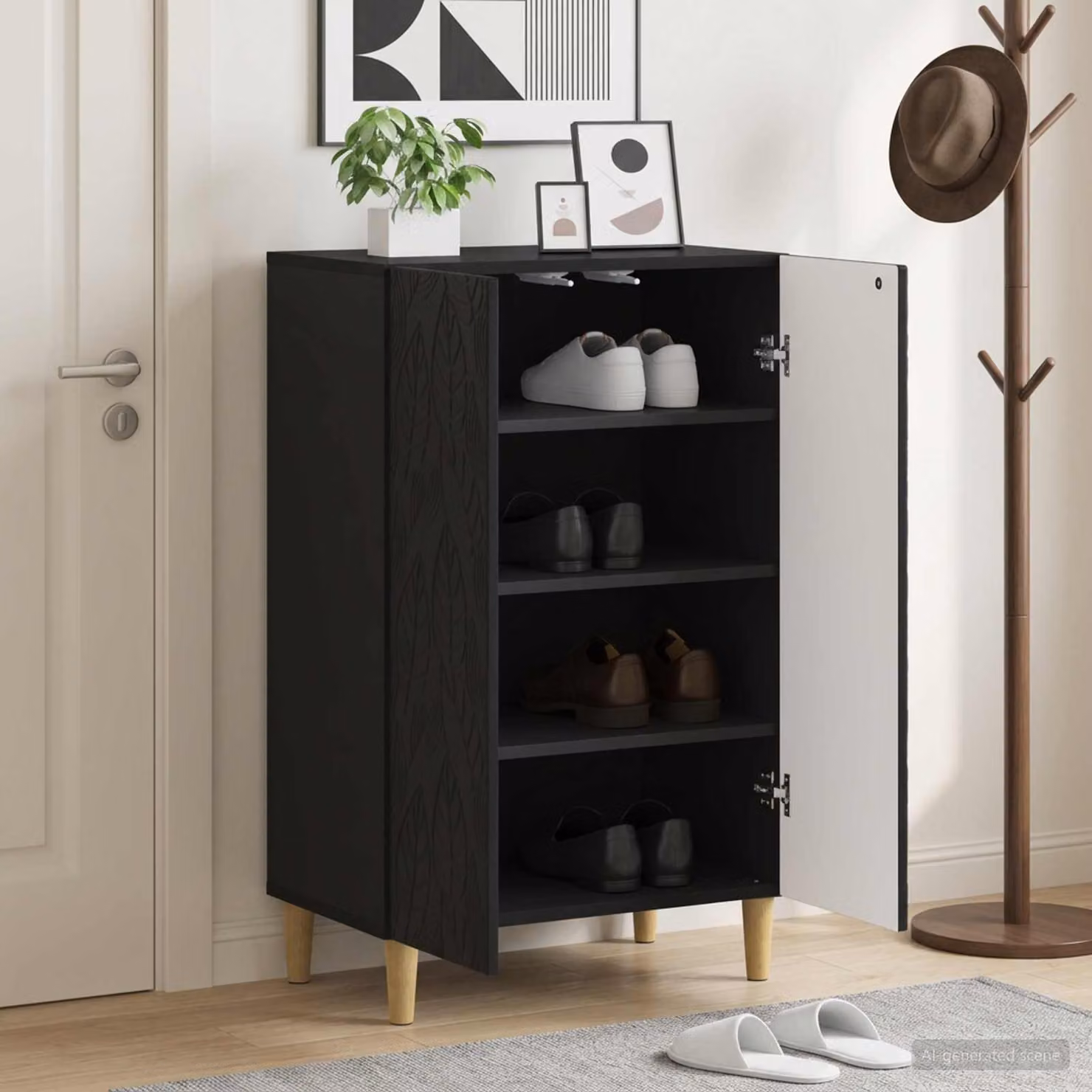 Mobile porta scarpe DELFT vidaXL Nero L: 59,5 cm, P: 39,5 cm, H: 90 cm