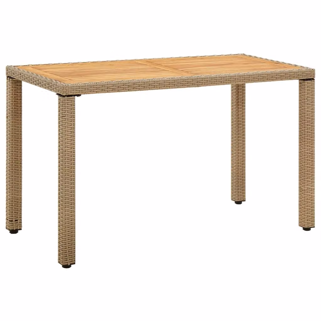 Maison Exclusive - Tavolo da giardino beige 123x60x74 cm in rattan sintetico e legno massello di acacia